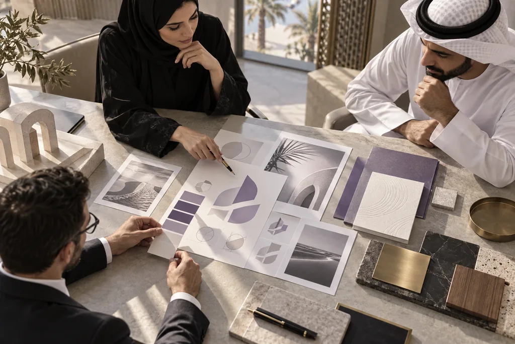 Brand identity design for an Abu Dhabi company - logo, colours and collaterals