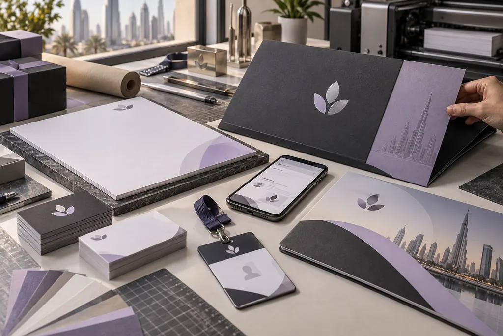 Complete brand stationery for a UAE company - letterhead, business cards and brand guidelines