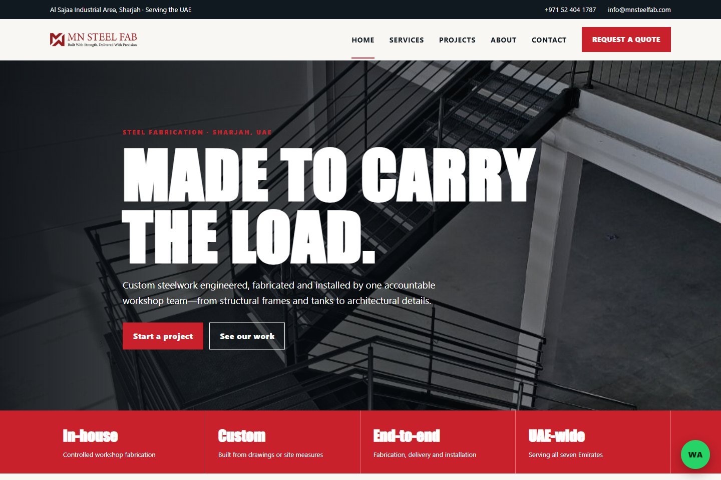 MN Steel Fab website created by NEXPHARE