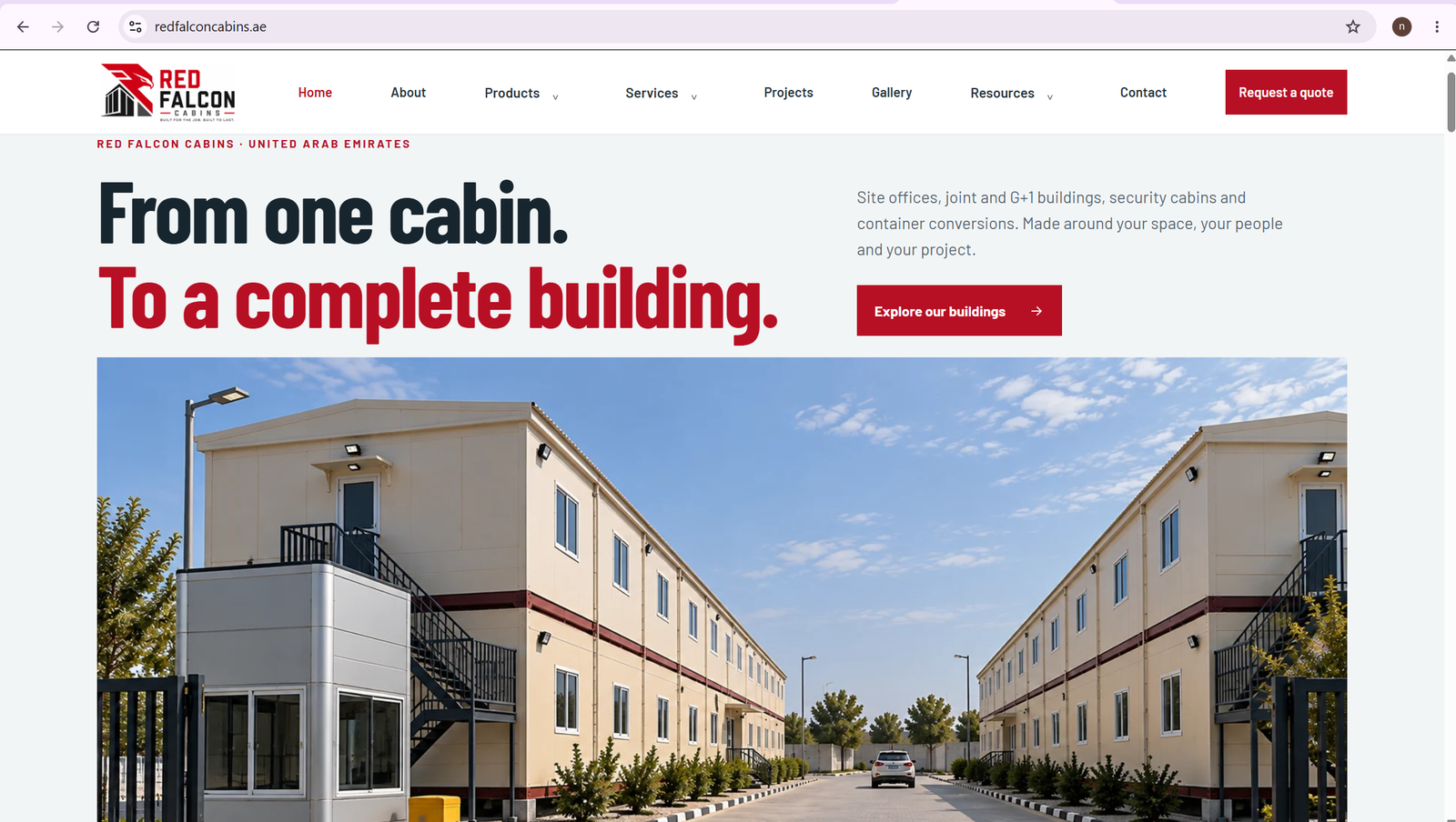 Red Falcon Cabins website created by NEXPHARE